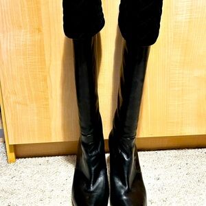 Ralph Lauren black burnished calf leather boots